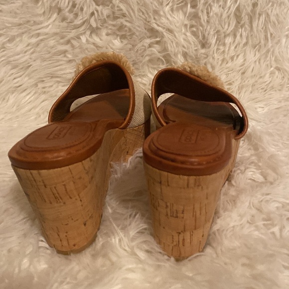 Coach JAZMIN Beige CORK WEDGE Slide Sandals - Picture 3 of 8